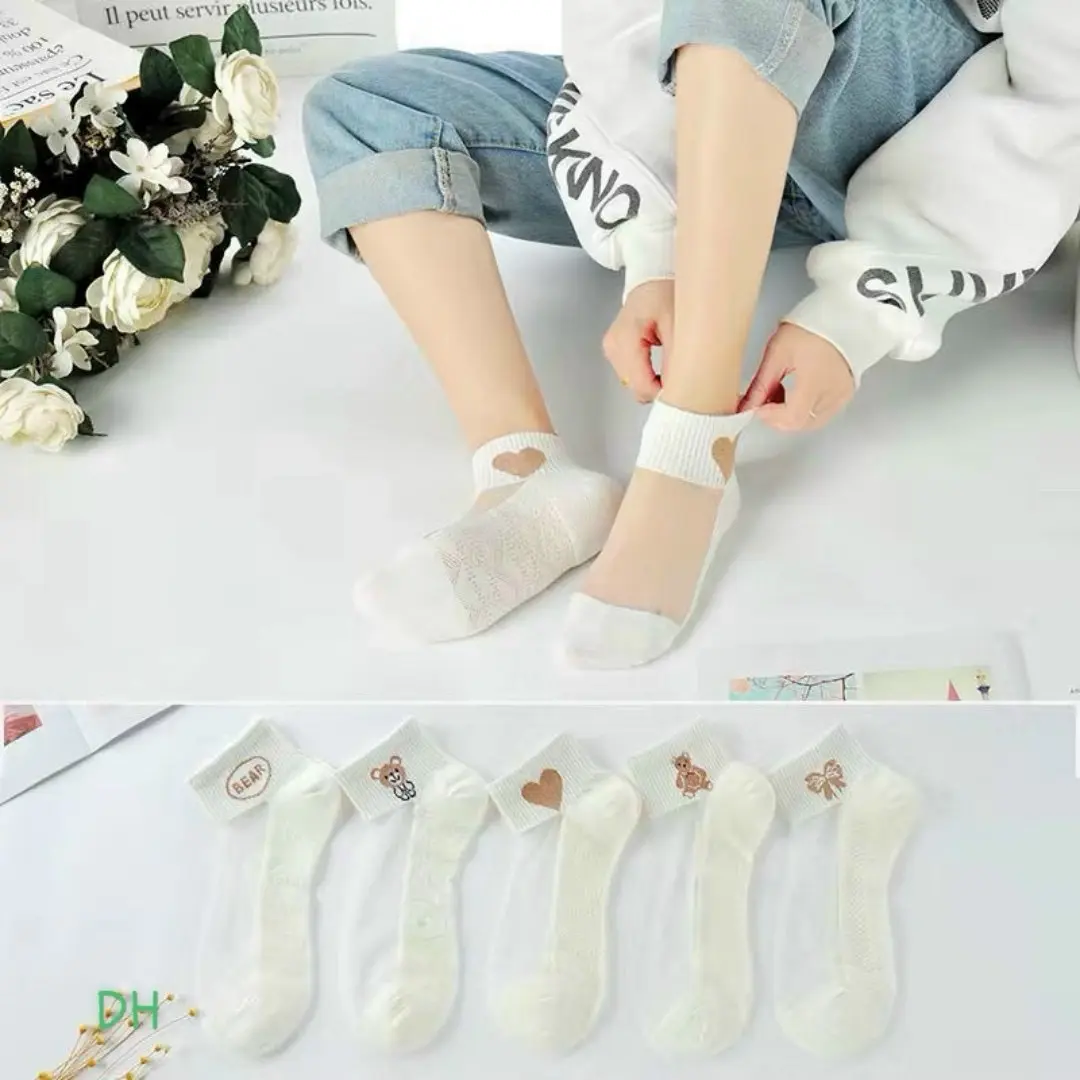 10 ĐôiTất Lưới Trong Suốt Thoáng Khí In Họa Tiết Hoa Phong Cách Thời Trang Cho Nữ