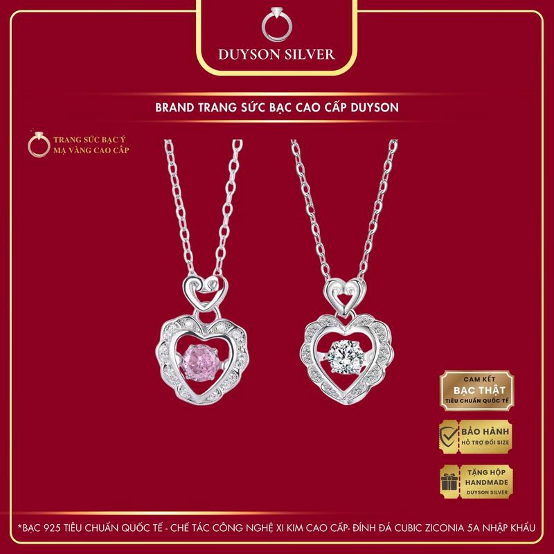 Dây chuyền bạc Ý 925 hình trái tim đá nhảy Dancing Stone, vòng cổ bạc nữ mạ vàng trắng DUYSON SILVER [DCXK4]
