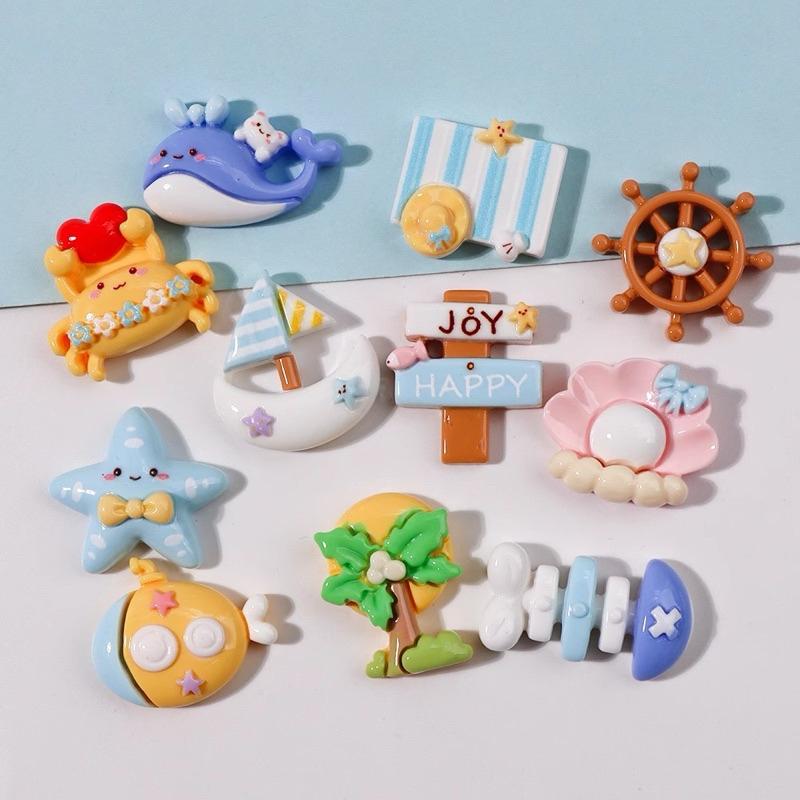  SET 10 JIBITZ STICKER CHARM CHỦ ĐỀ BIỂN GẮN DÉP CROSS TRANG TRÍ PHỤ KIỆN 