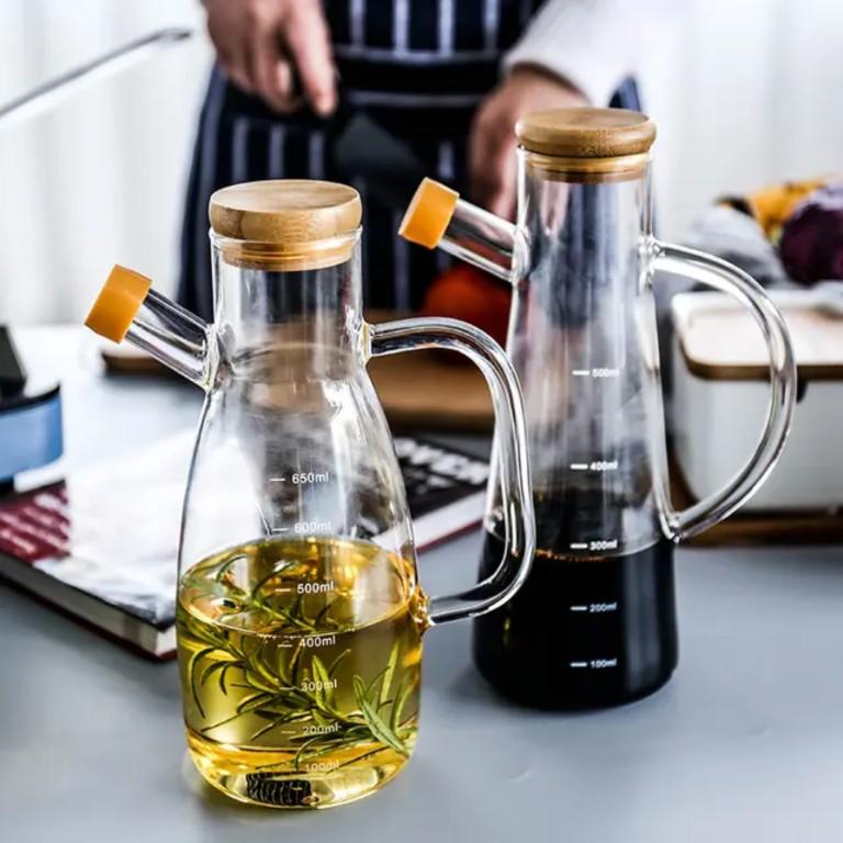 Product Introduction of Botol Minyak Goreng Borosilicate Glass Wadah Kaca Oil Pot Leak Proof Tutup Kayu 700 ML 7