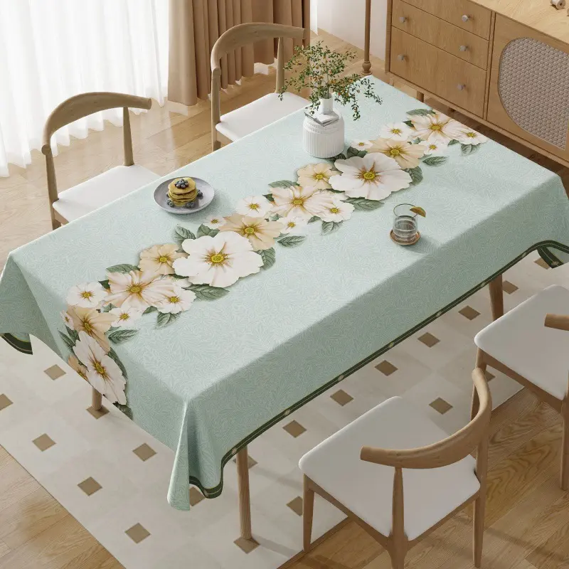 Khăn Trải Bàn PVC Họa Tiết Cành Đào Chống Thấm Nước Chống Thấm Dầu Trải Bàn Ăn Khăn Trải Bàn Cà Phê Gia Đình 0