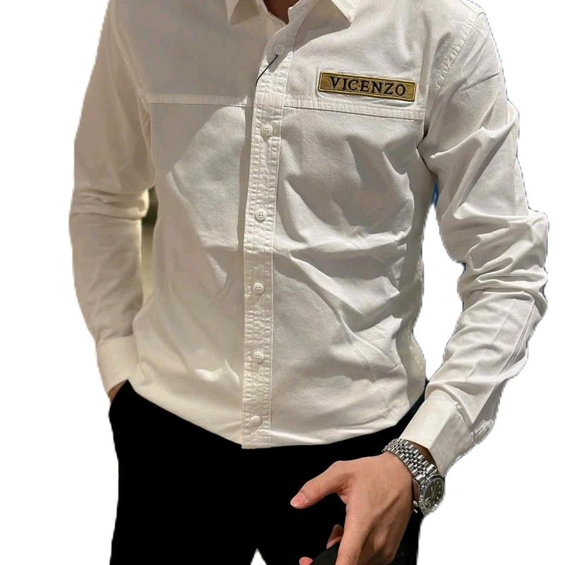 Áo Sơ Mi Nam Dài Tay Vải Kaki Mềm Fom Dáng Body Nhung Shirt - 63372 Có Cổ Menswear