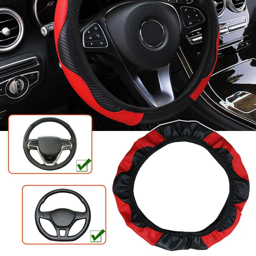 38CM Universal Car Steering Wheel Cover Anti-slip Breathable Car Wheel Steering Accessories M4T0