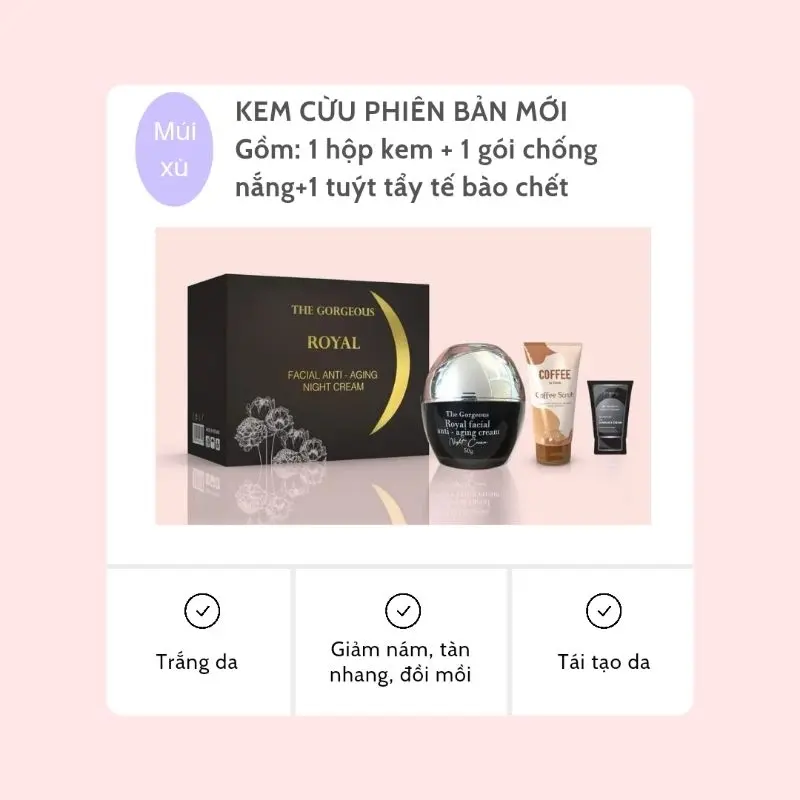 ((Mới)) Kem Cừu Đêm Phiên Bản Mới Múi Xù Gorgeous  (Gồm 3 Món : Kem Cừu + Chống Nắng + Tẩy Tế Bào) 3