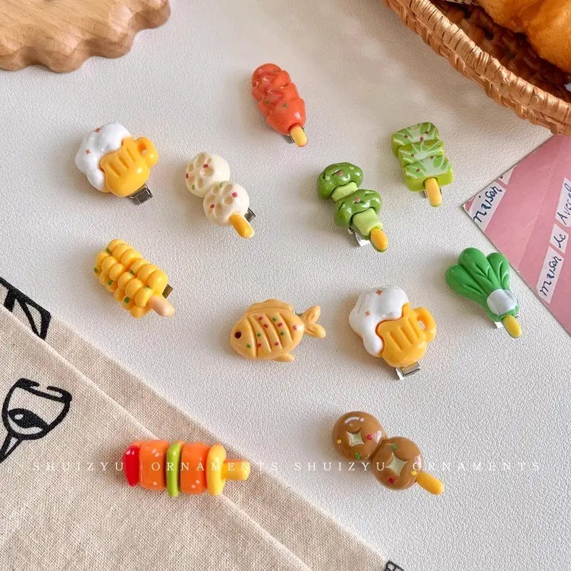 Kẹp tóc mini charm chủ đề thức ăn dễ thương