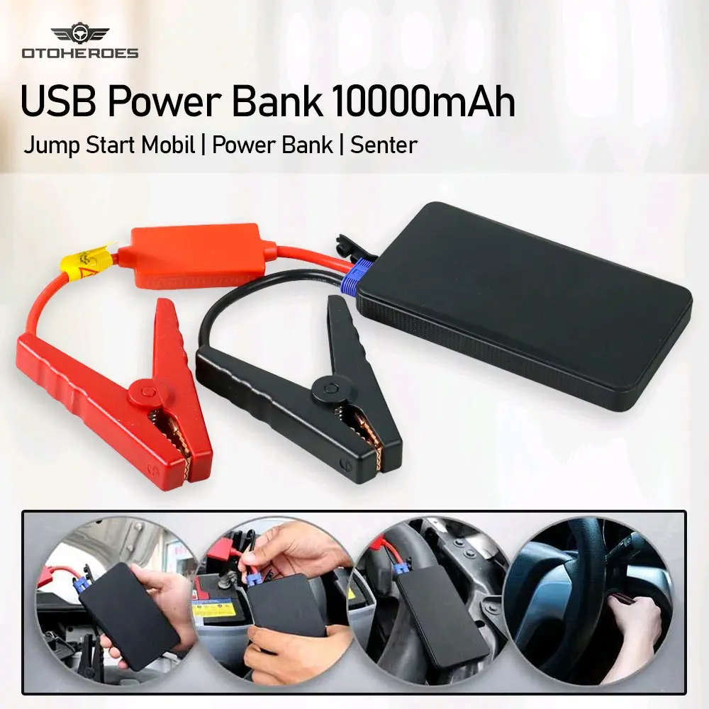 Power Bank Jumper Starter Aki Mobil Baterai Starter Aki Mobil USB Tipe C Powerbank Led Flashlight