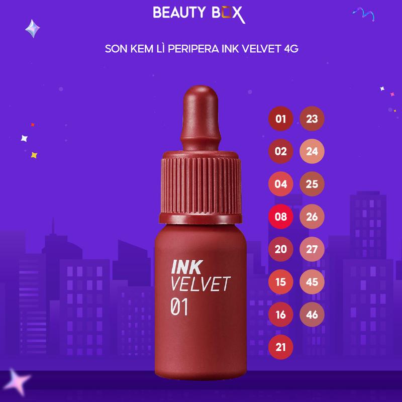 Son Kem Lì Peripera Hiệu Ứng Nhung Mịn Ink Velvet 4g - Cosmetic Women Mỹ Phẩm Trang Điểm