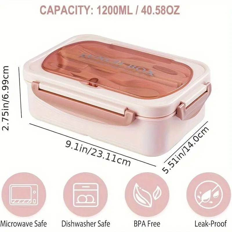 3-compartment Lunch Box with Cutlery, 1 Set Portable  Leak Proof Lunch Container, Lunch Box for School, Work & Outdoor Dining 1