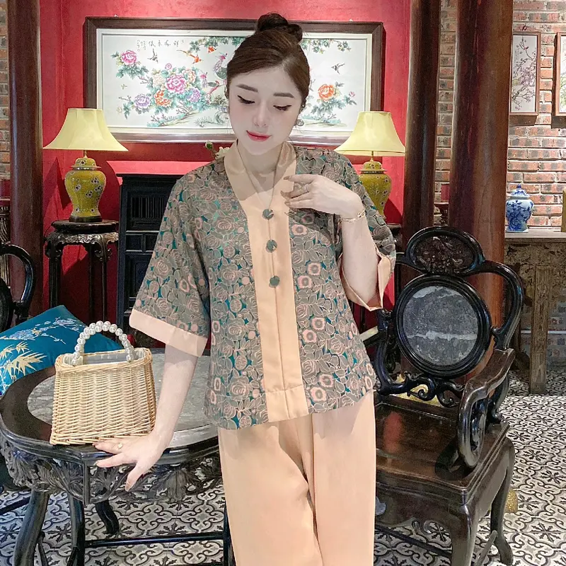Bộ Lam Lụa vân gỗ phối cao cấp 2