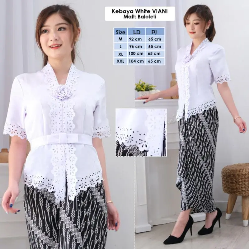 Atasan Kebaya encim modern katun laser Atasan Kebaya encim modern katun laser Kancing Hitam Maroon Putih Wanita