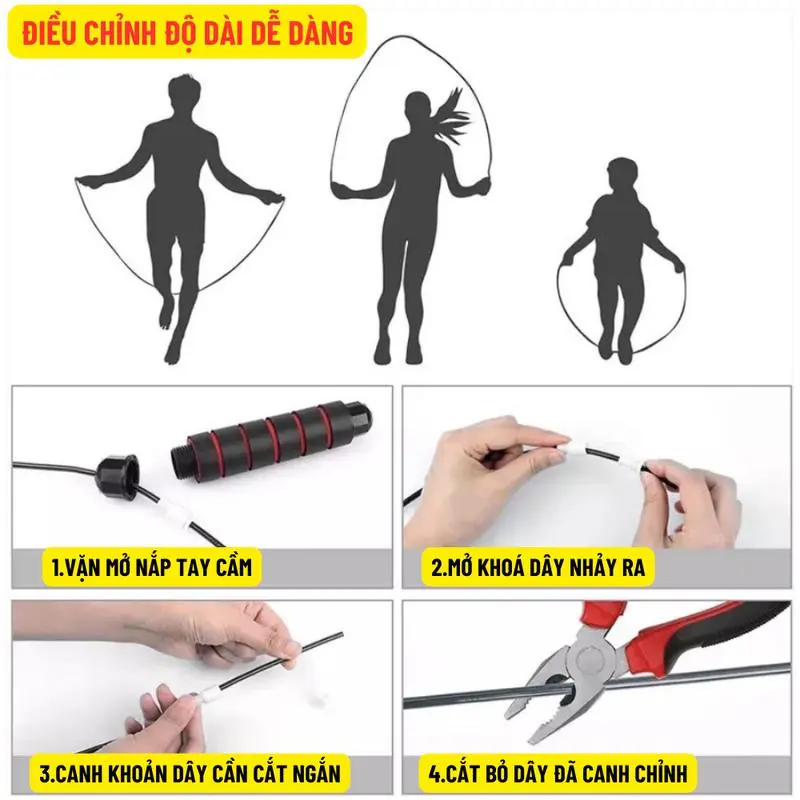{COD} Dây Nhảy Thể Dục Có Tạ Sắt Giúp Tập Hiệu Quả Nhanh Chóng Dài 2.8m Lõi Thép Tập Thể Thao Có Thể Điều Chỉnh Độ Dài Dây, Hỗ Trợ Luyện Tập Tiện Lợi Tại Nhà Tăng Sức Bền 2