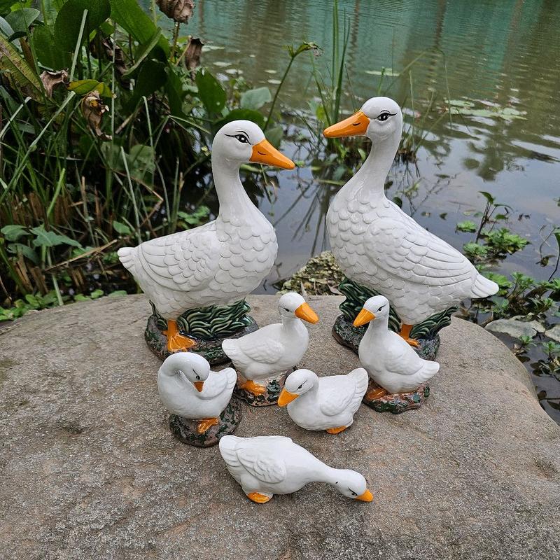 Bộ Tượng gia đình Vịt gốm sứ Bát Tràng Trang Trí Nhà Decor gomsu