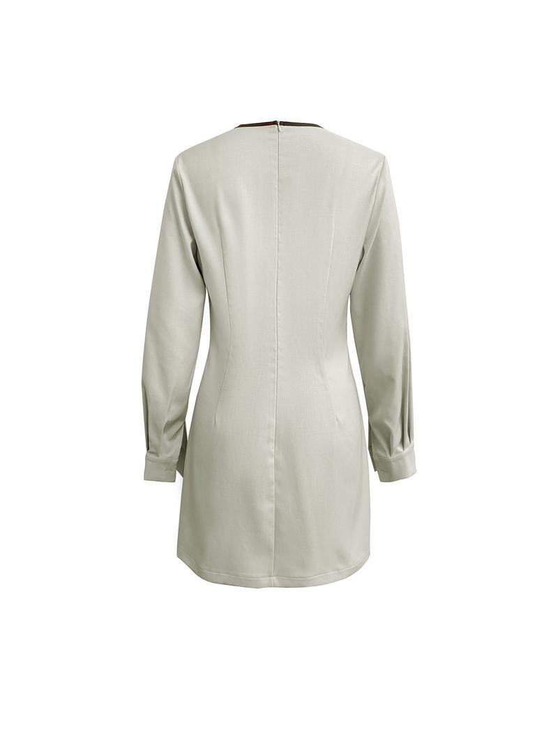 Product Introduction of Women's Plain Tie Front Bishop Sleeve Dress, Elegant Zipper Back A Line Short Dress for Party Holiday Wedding Guest, Ladies Fall & Winter Clothes Valentine's Day, gift 6
