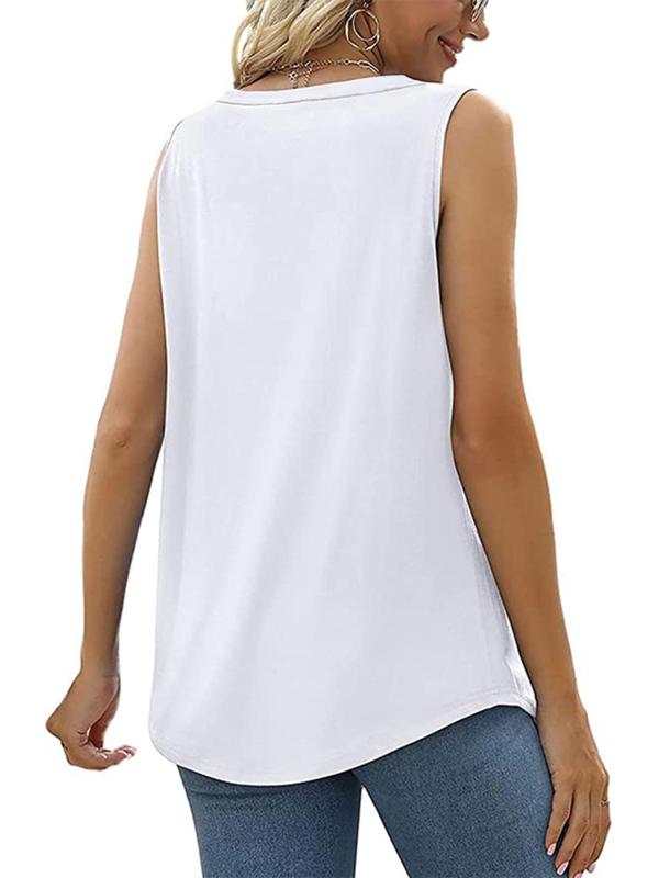【Plus Size】 Plain Plicated Square Neck Tank Top, Casual Basic Minimalist Comfort Sleeveless Top for Daily Wear, Tank Tops for Women, Lady Plus Clothing for Spring, Womenswear, Summer Clothes 3
