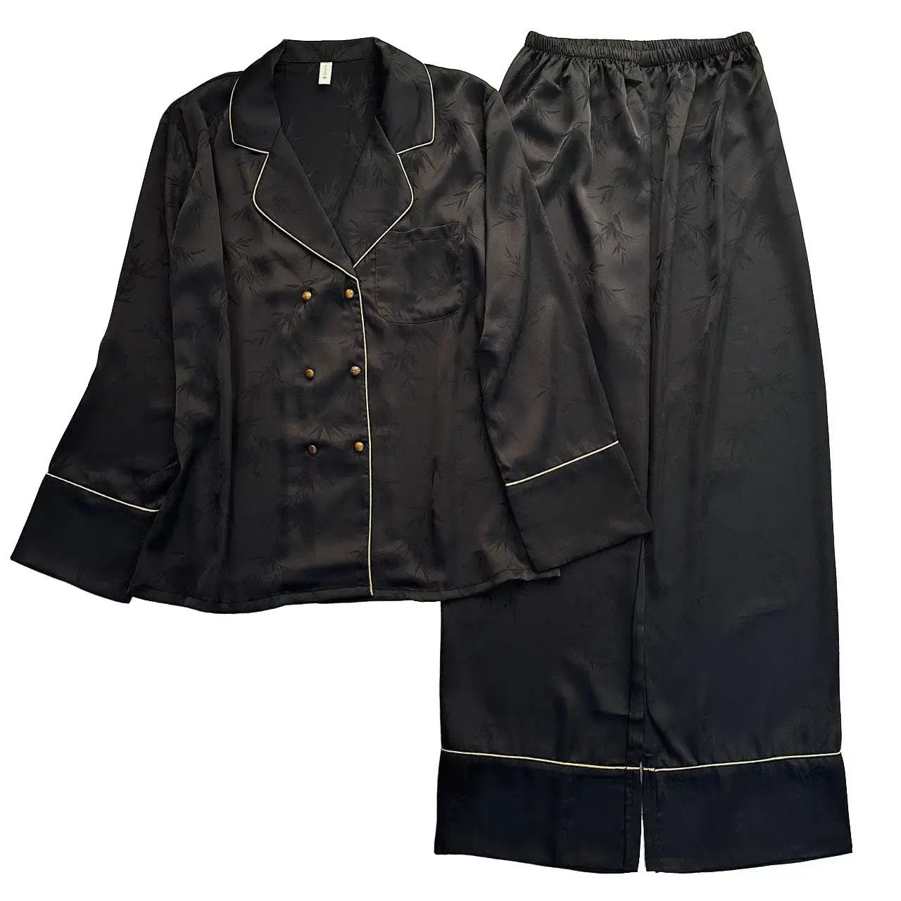 M69- pijama dài lụa gấm mềm cổ véc cho nữ  (Women )- Bộ ngủ mặc nhà hàng quảng châu cao cấp mẫu mới
