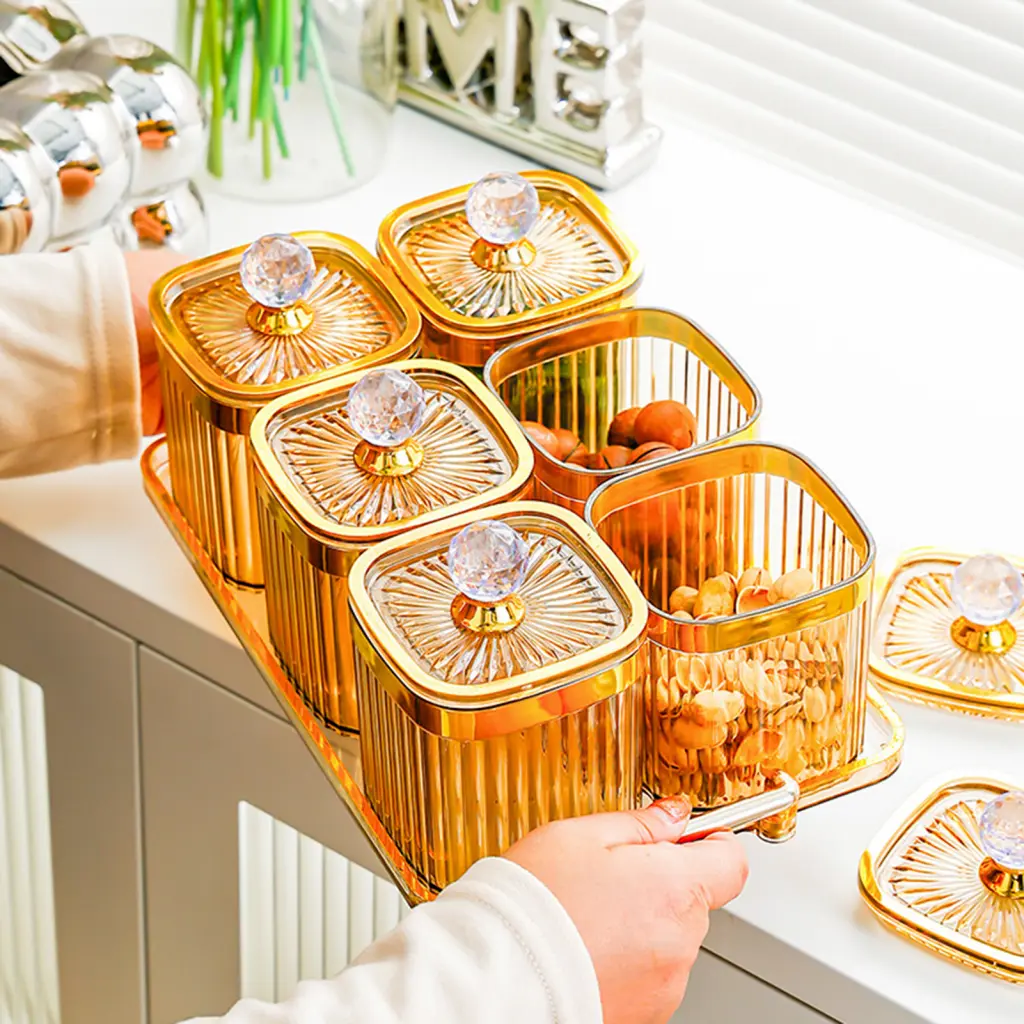 【QL】 Multi-size Food Jars Food Storage Containers Set Transparent Food Storage Jars with Airtight Lid Bpa Free Spice  Nut Containers for Kitchen Sealed Jars for Freshness