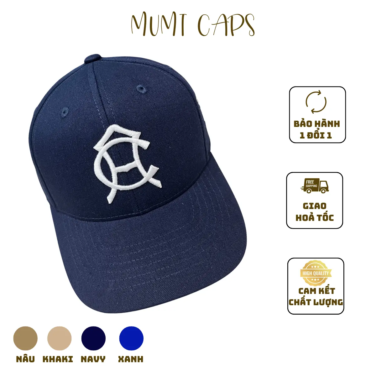 Mũ lưỡi trai thêu chữ "HC" chất kaki dày dặn , nón kết form unisex nam nữ _ mumt caps kiểu dáng basic nhiều màu sắc Cap Hat Mũ MUMT22 Cotton