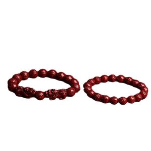 Gelang Tangan Mantra Enam Perkataan, Gelang Bulatan Tunggal, Gelang Tangan Pixiu Berganda, Bijih Cinnabar, Warna Emas Ungu, Dikilangkan oleh Bangles Bracelets Jewelry