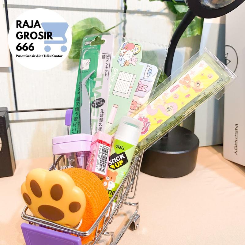 Pouch Set alat tulis viral alat-alat sekolah aesthetic Pulpen pensil penggaris dll Penghapus Rautan Stationery 4