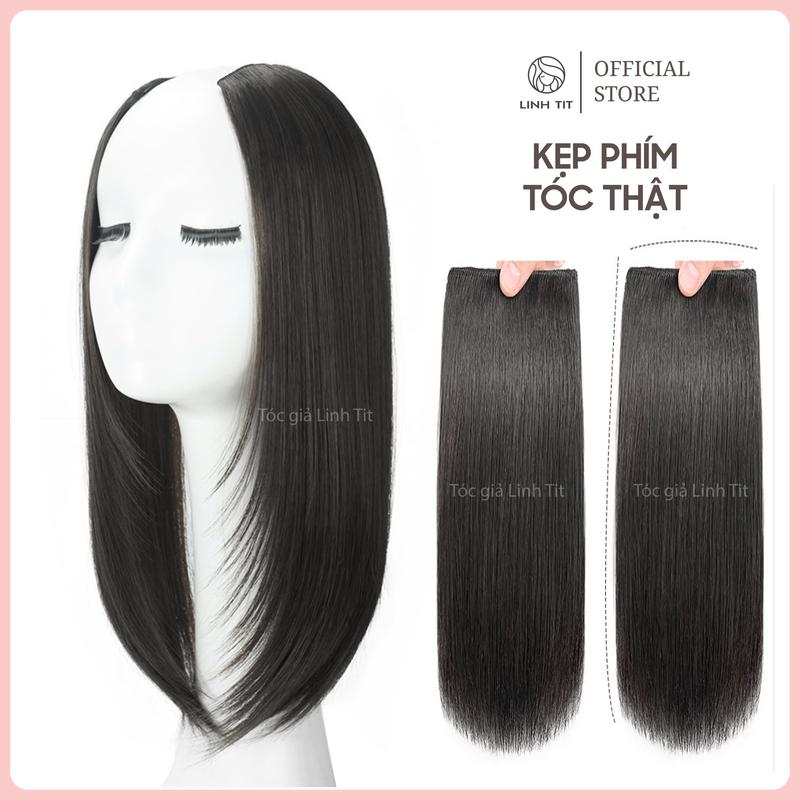 ( Giá 1 phím ) 40CM  KẸP TÓC PHÍM CHẤT LIỆU  TÓC THẬT MÀU ĐEN TỰ NHIÊN  ĐỘ DÀI 40CM [ TÓC GIẢ LINH TIT ]