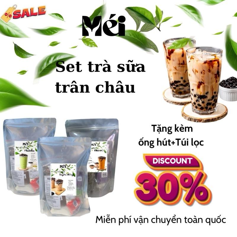 Set Nguyên Liệu Trà Sữa 8-10 Ly 22 Vị Tự Chọn Trân Châu Đen & Trân Châu Trắng Kèm Ống Hút Và Túi Lọc Trà