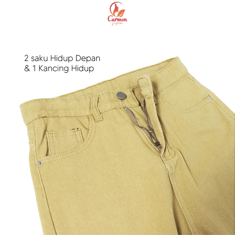 Kulot Jeans High Waist Wanita Celana Panjang Denim Fashion CF P529 Biru Muda 5