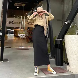 Rok Span Panjang Bahan Scuba | Rok Span | Rok Kerja Span Scuba Panjang Premium Slim-fitting (BISA COD)