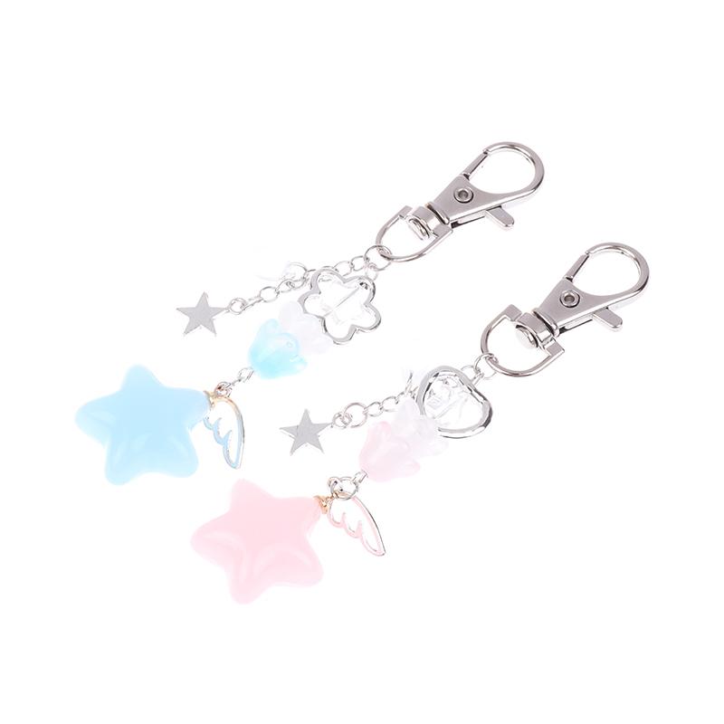 Product Introduction of Retro Cute Jelly Star Charm Keychain Handmade Pink And Blue Y2K Matching Keychain CCD Pendant Phone Chain 21