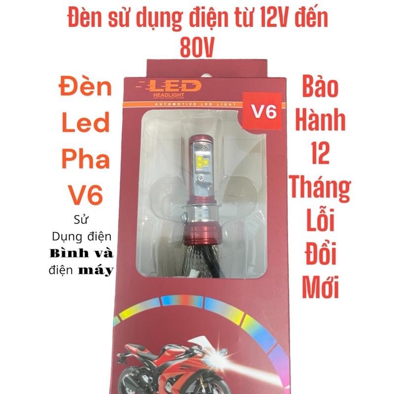 Đèn pha led V6 Mẫu mới Gắn được Chân H4 và M5 xe điện xe máy ô tô sử Dụng điện 12v đến 80V