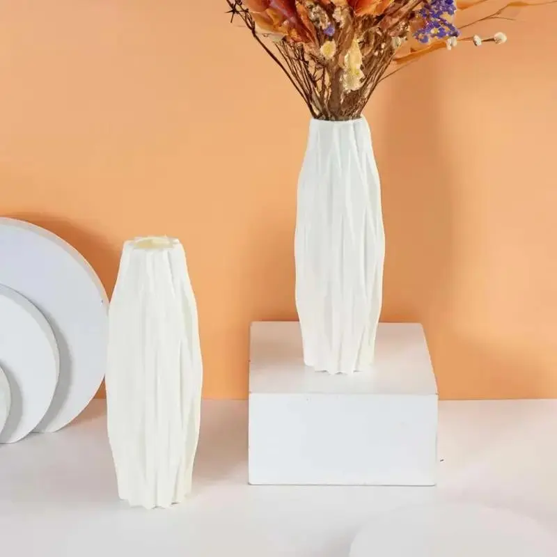 Modern White Vase, Minimalist Flower Vase, Decorative Vase for Home Living Room Bedroom Dining Room, Home Decor Supplies 4