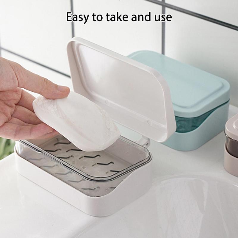 Plastic Bathroom Soap Box With Lids Travel Portable Plate Tray Dish Storage Holder Draining Rack Home Soap Container 1