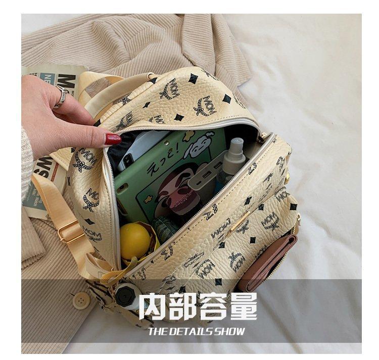 Product Introduction of 2024 factory wholesale Women's backpack Korean-style fashion Pu retro classic presopbackpack letter rivet women's backpack 7
