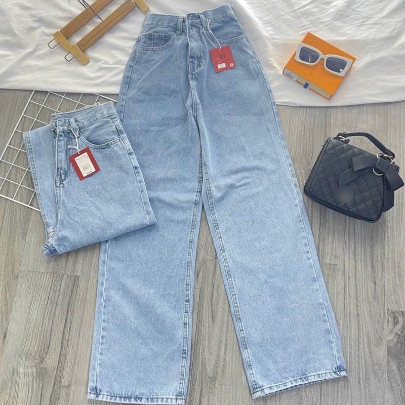 Quần jeans ống rộng màu xanh nhạt chiều dài 98cm Menswear Nam Pants