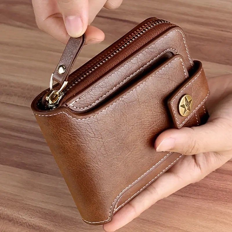Ví Nam, Thời Trang, Họa Tiết Cây, Khóa Kéo, Chất Liệu PU, Ngăn Đựng Thẻ Tín Dụng, Ngăn Đựng Tiền Xu Kéo Khóa Nhỏ, Cài Đóng Nút, Thích Hợp Sử Dụng Trong Công Sở, Ý Tưởng Quà Tặng Lý Tưởng Cho Nam Giới, 1 Cái 0