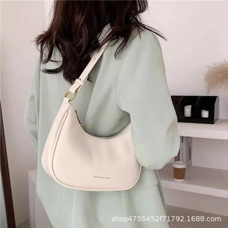 White Half-Moon Underarm Bag 2021 New Crescent Bag for Women Hot Style High-End Fashionable Dumpling Bag Crossbody Bag