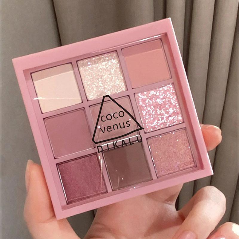 Phấn mắt long lanh, bảng phấn mắt chín màu mới, màu hồng ngọc trai, mờ, sáng bóng, sắc tố mắt, sắc tố làm đẹp 1