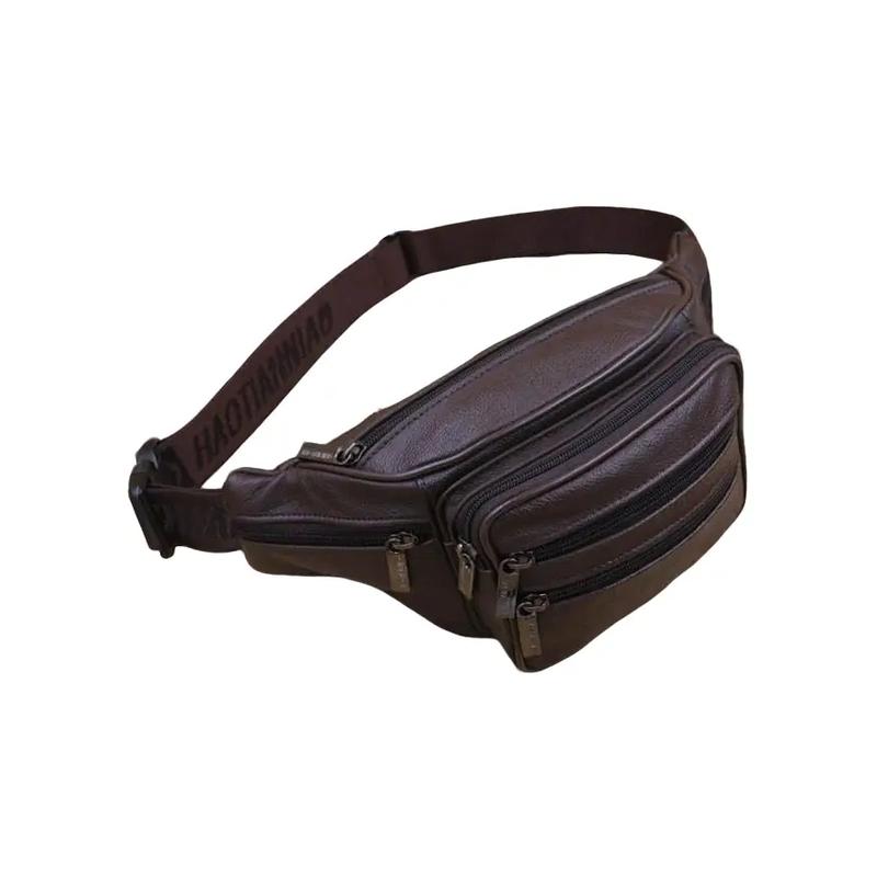 Túi đeo bụng bao tử da loại 1 thời trang hàn quốc den - nâu 6 ngăn SH7 {FREESHIP} Bag Nam