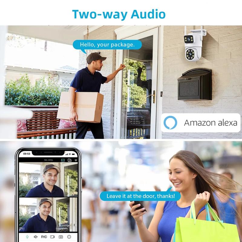 Product Introduction of 4K 8MP PTZ WIFI Camera,Dual Lens Dual Screen IP Camera,4MP HD Auto Tracking Outdoor CCTV Protection Surveillance,App:EseeCloud 13
