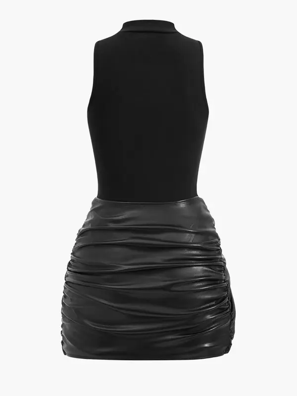 Women's Solid Ruched Knot Front Dress, Fashion Casual Sleeveless Dress for Daily Outdoor Wear, Ladies Clothes for All Seasons, Dresses, Womenswear 1
