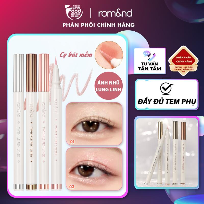  Bút Nhũ Mắt Dạng Gel Kẻ Bọng Mắt Ánh Nhũ Lấp Lánh Romand Twinkle Pen Liner 