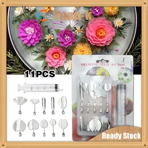 10Pcs/Set 3D Jelly Flower Art Tools / Gelatin Pudding Nozzle Syringe / Puding Suntik