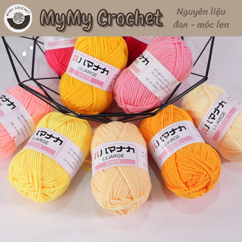Cuộn len Hàn nhí 25g, Cotton và Milk Fiber, thích hợp đan móc sản phẩm cho bé yêu, cỡ sợi ~2mm, có 63 mã màu hot