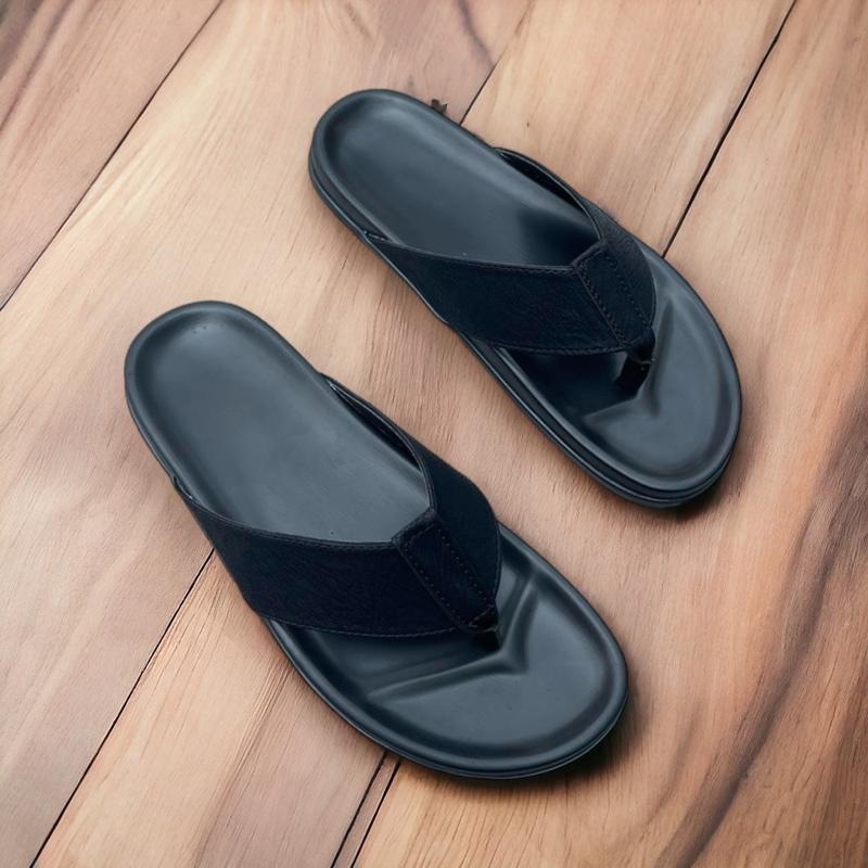 Dép tông nam màu đen da xít đi ngoài trời dép kẹp nam xỏ ngón phong cách đơn giản