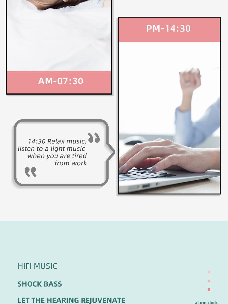 Product Introduction of Cross-Border Hot-Selling Smart AI Bluetooth Speaker Mirror Clock Alarm Clock Mini Card-Insert Radio Speaker Creative Gift mini  speaker  mini  speaker 22