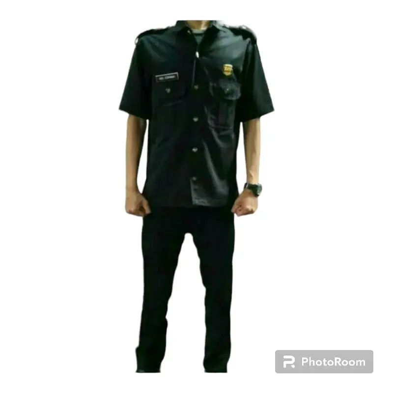 Setelan Safari Hitam Baju dan Celana Lengan Pendek/Lengan Panjang Pria Kerja Safety - Baju Seragam Safari Hitam Satpam - Katun, Wearpack, Coklat 4