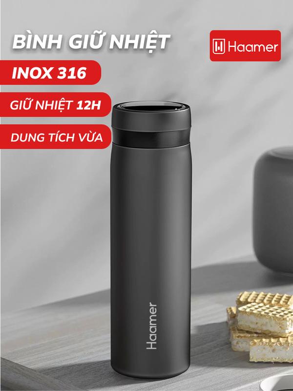  Bình giữ nhiệt HAAMER chất liệu INOX 316 giữ nhiệt tốt chống ăn mòn không thoát nhiệt dung tích 500ml - B028 
