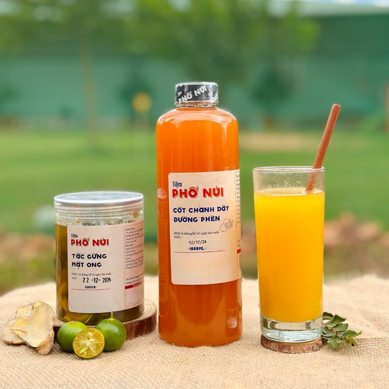 Combo 1000ml Nước Cốt Chanh Dây Đường Phèn + 600gram Tắc Gừng Mật Ong - Tiệm Phố Núi