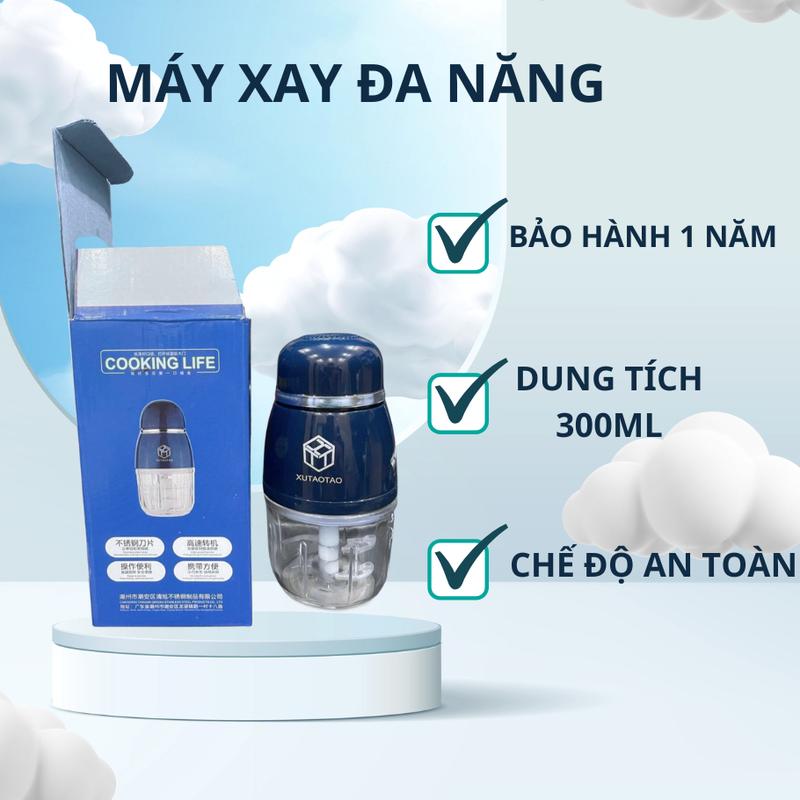  Máy Xay Cối Thủy Tinh XuTaoTao Ăn Dặm Đa Năng Cầm Tay Dung Tích 300ml Với 6 Lưỡi Cho Bé 
