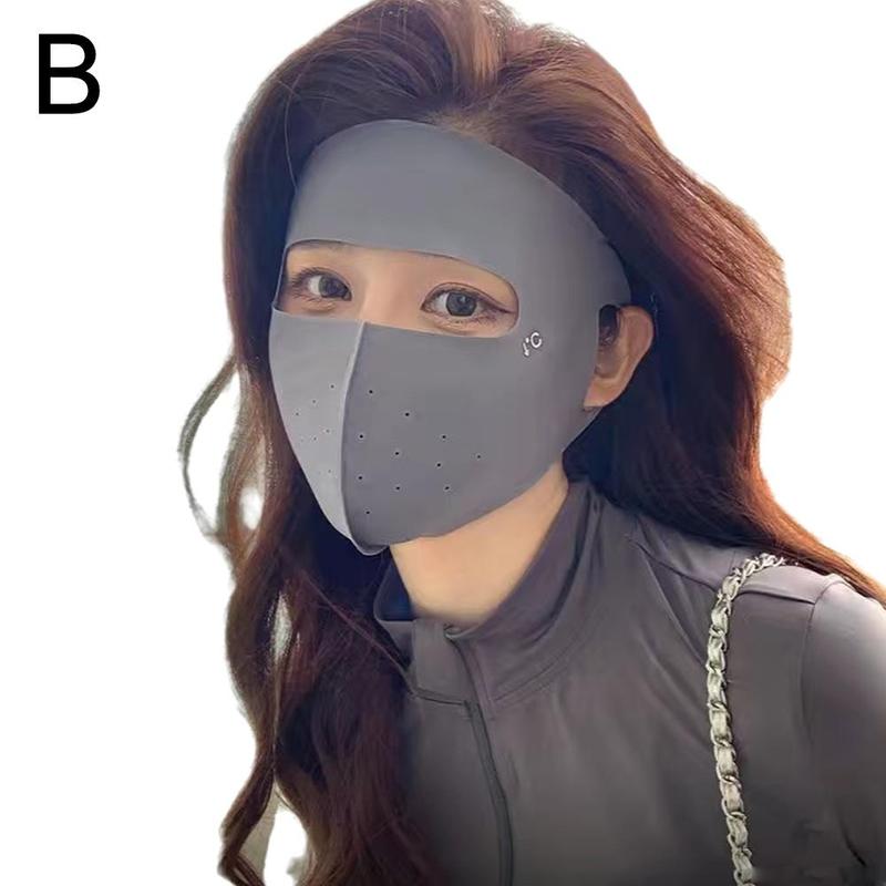 Product Introduction of 1pc Summer Ice Silk Sunscreen Mask Full Face Sun Protection Mask Forehead Facial Gini Thin Section Breathable Anti Ultraviolet Mask 30