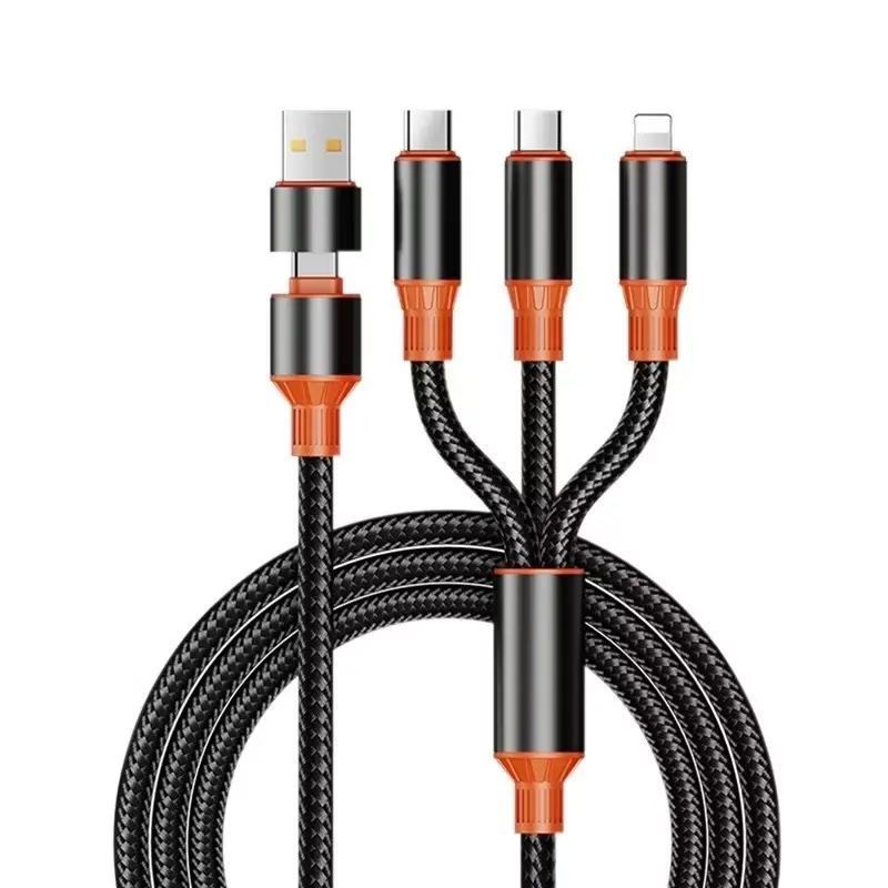 Cáp sạc nhanh 100W,5 trong ạ dây sạc dệt vải dù nylon 7